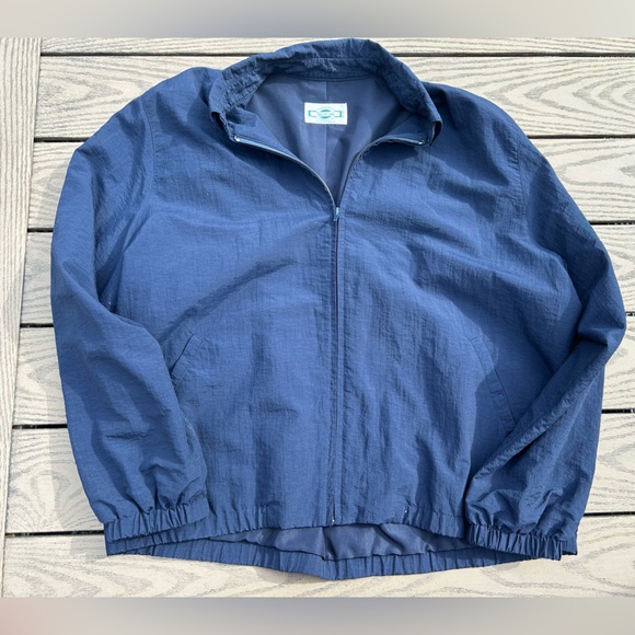 Tall Girl Vinatge blue bomber chore jacket size large retro fall nylon - Picture 1 of 6